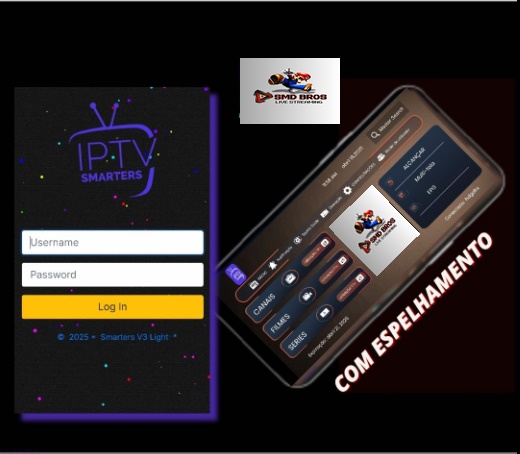 SMARTERS V3 LIGHT COM ESPELHAMENTO DE TELA + APK BASE